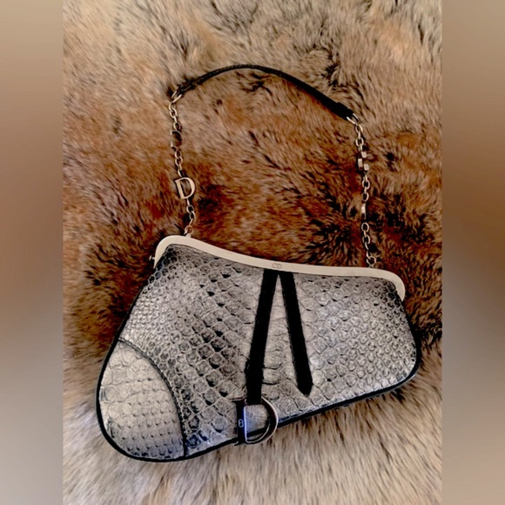 C.Dior grey/silver   and black python saddle bag by John Galliano 2002 series .